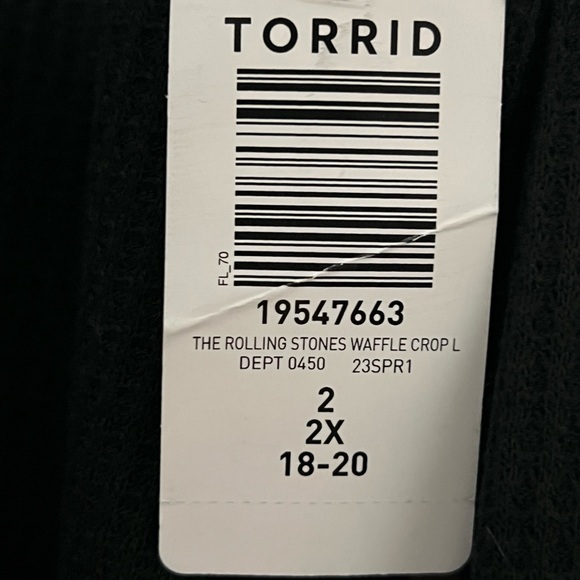Torrid Rolling Stones Waffle Crop Long Sleeve Tee NWT - Picture 8 of 8
